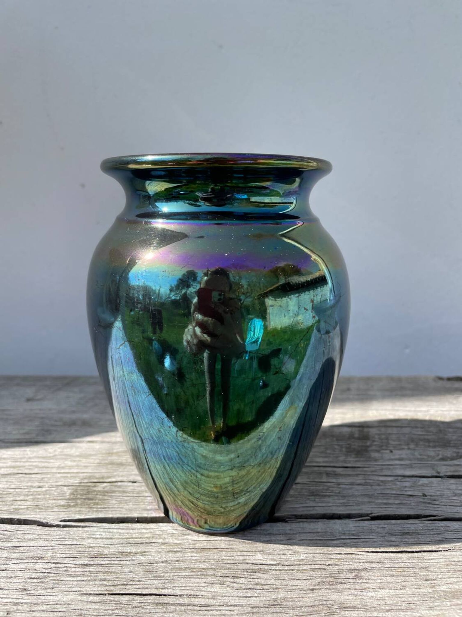Vintage iridescent ceramic vase