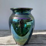 Vintage iridescent ceramic vase