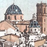 Altea in Spain View of the Church Etching