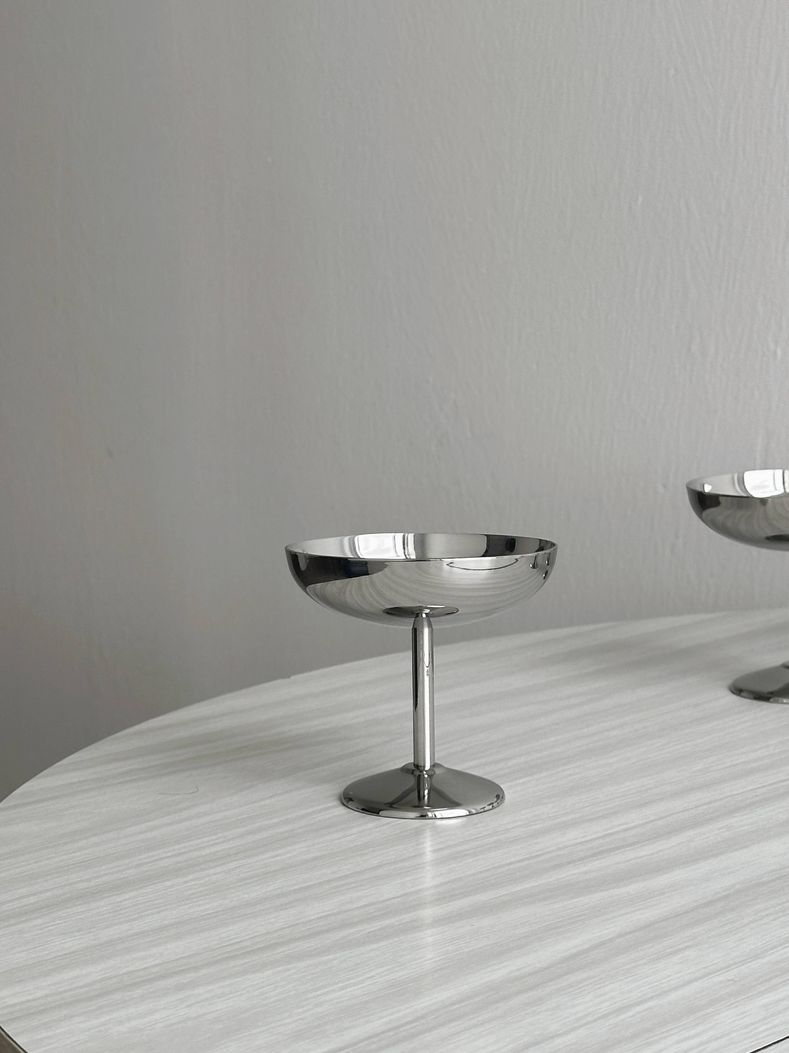 8 stainless steel footed bowls, Letang Remy style, made in France