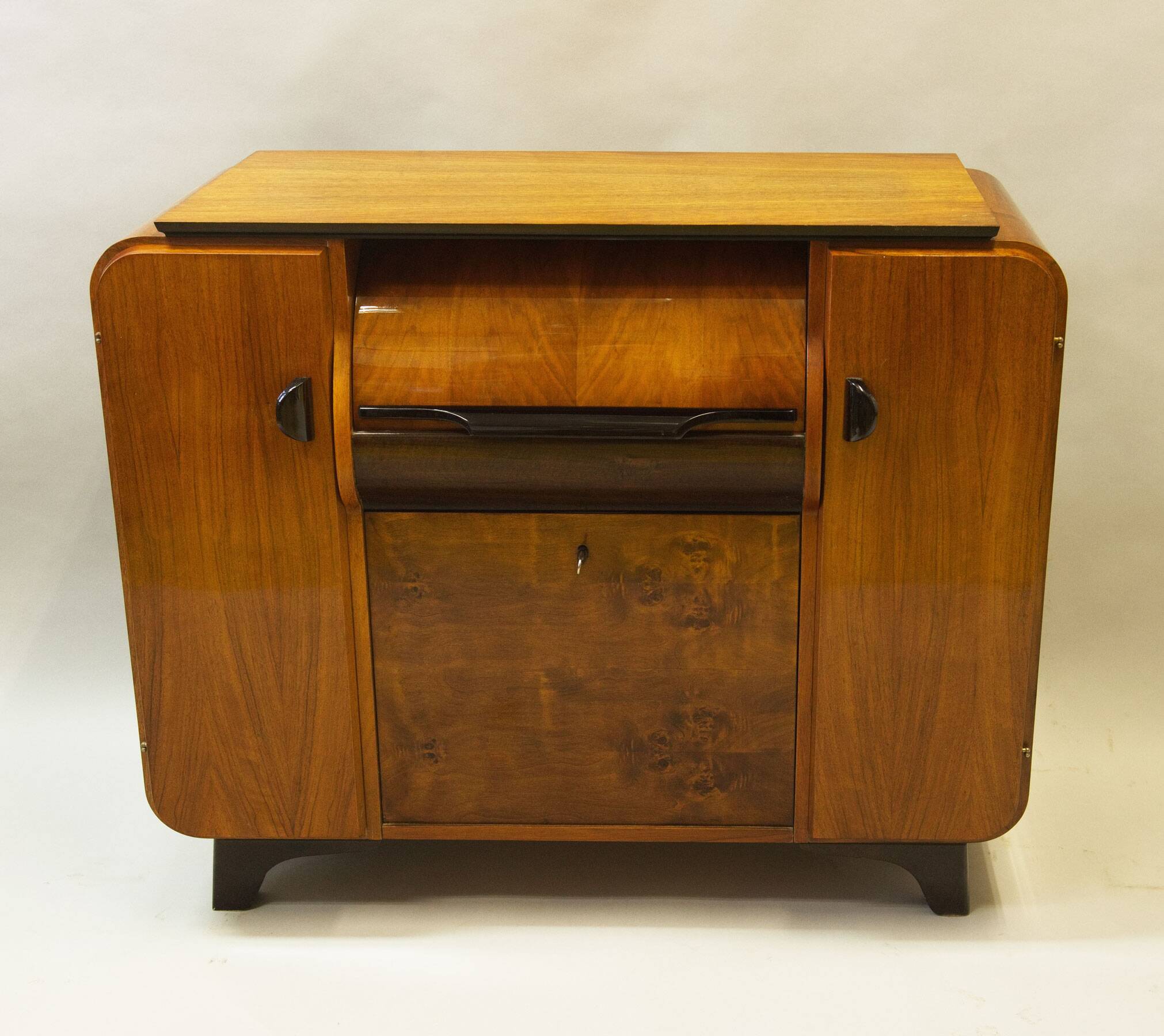 1950s Jindřich Halabala Record Cabinet – Walnut Mid-Century Design Icon