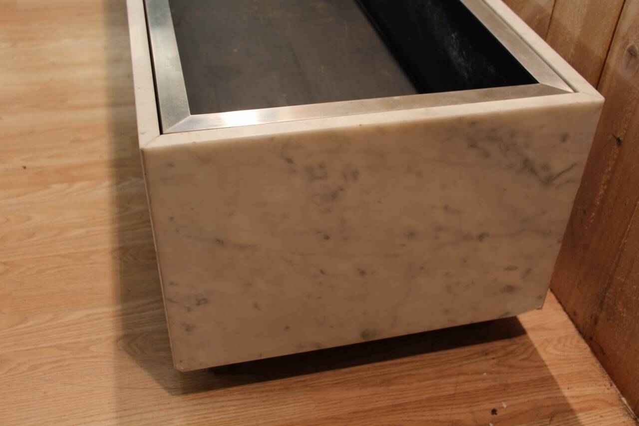 Large 1960s Knoll Style Marble and Brushed Steel Planter