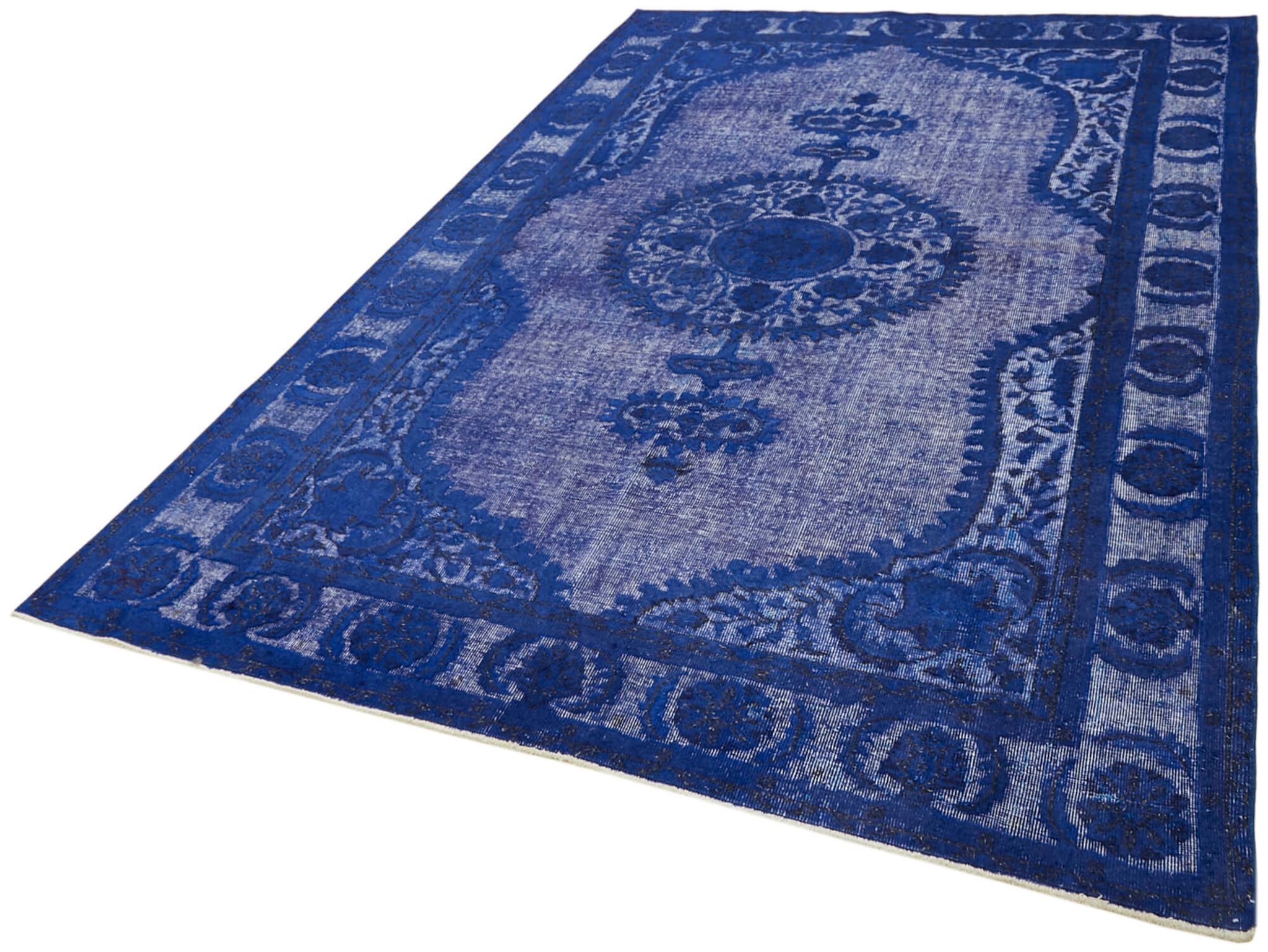 Handmade contemporary oriental  blue carpet 1970s 208 cm x 315 cm