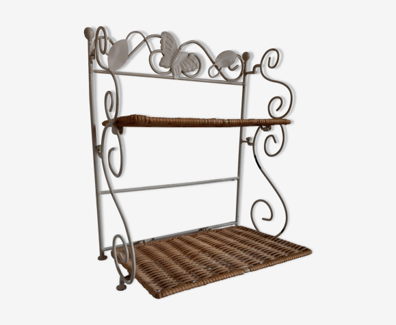 Rattan shelf and wrought iron