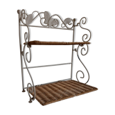 Rattan shelf and wrought iron