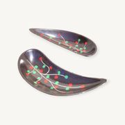 Pair of pockets tray by Gien 1950 or ramekins