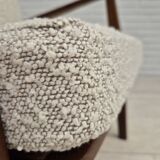 1960s, Danish armchair, refurbished, quality white/grey furniture fabric.