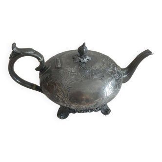 English teapot nineteenth century pewter