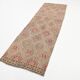 3x9 Faded Brown & Red Geometric Style Rug, Vintage Kilim Rug, 92x280Cm