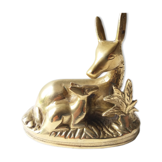 Biche et faon laiton