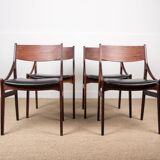 4 chaises danoises en palissandre et skaï noir par Vestervig Eriksen, 1960