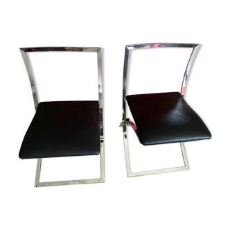 Pair of "Luisa" chairs by Marcello Cuneo for Mobel Italia 70's