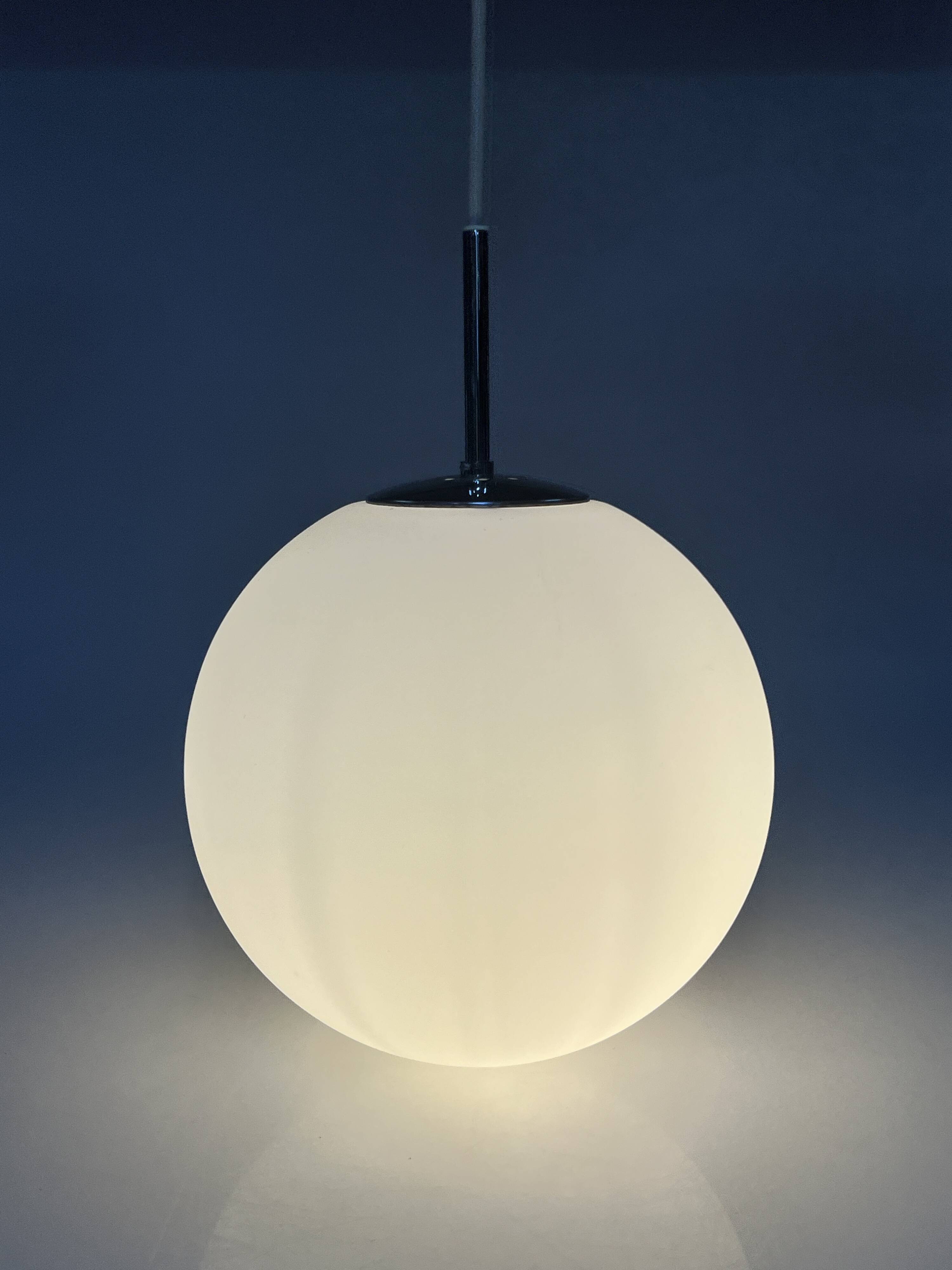 Vintage Glass Globe Lamp / Hanging Lamp, Glashütte Limburg, Germany 1960's