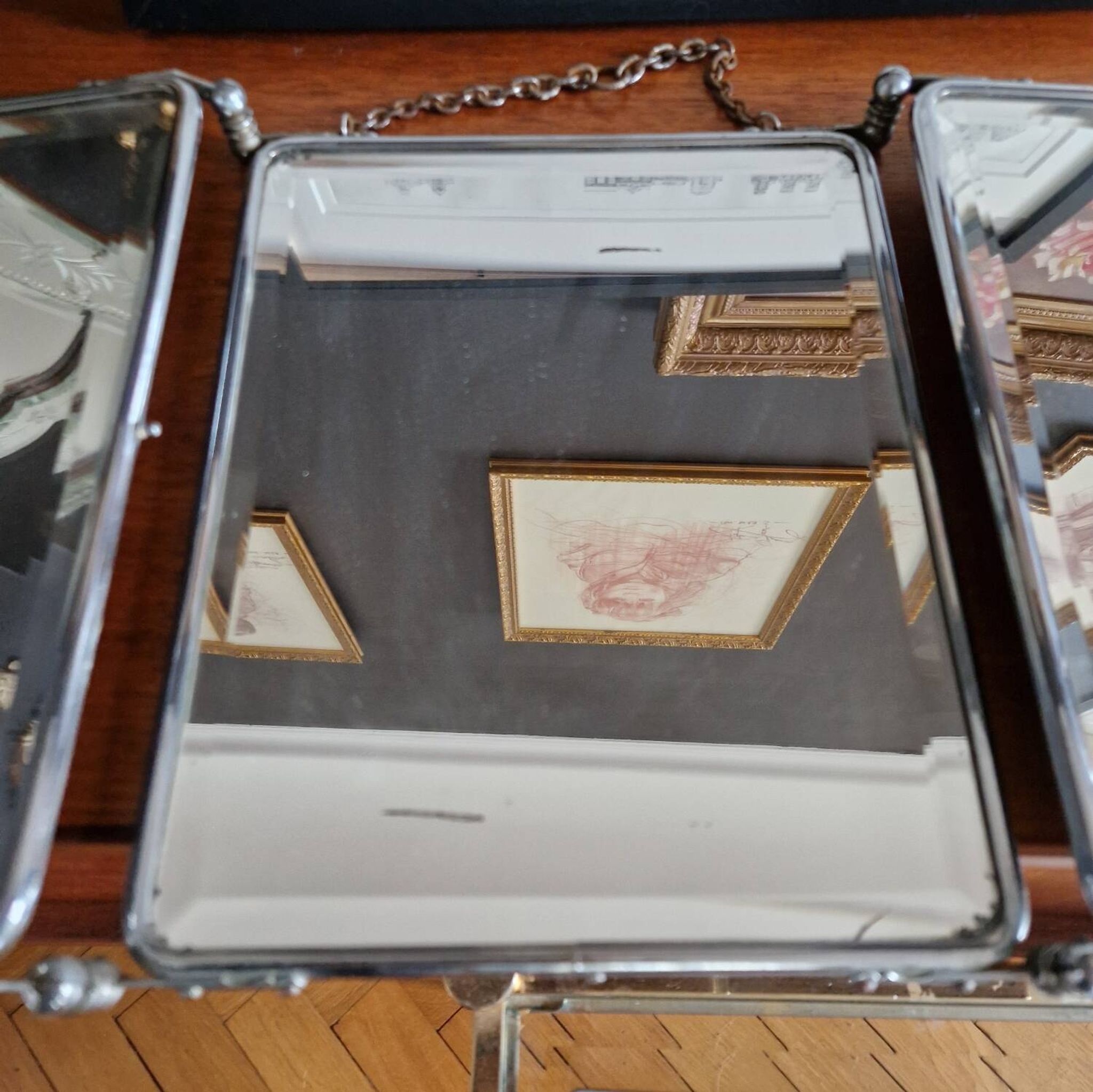 Miroir triptyque de barbier