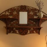 Wall shelf in carved wood and mirror – Art Nouveau style