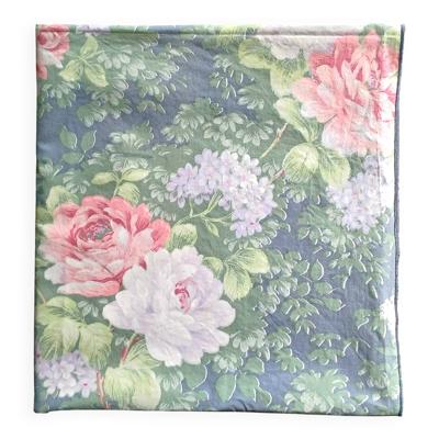 Nappe ''english cottage'' en coton vert sauge et fleurs champêtres