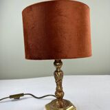Brass and velvet lamp
