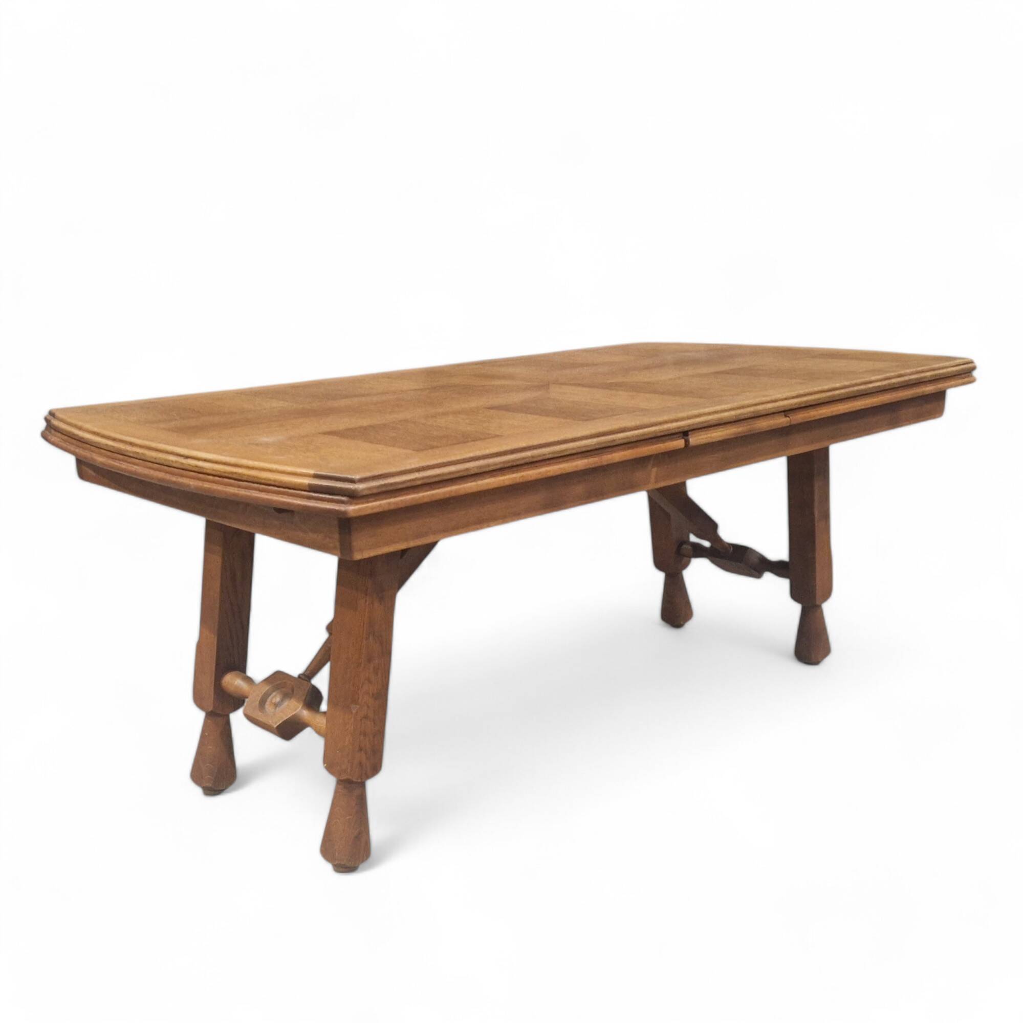 XXL Brutalist Oak Dining Table, Guillerme et Chambron