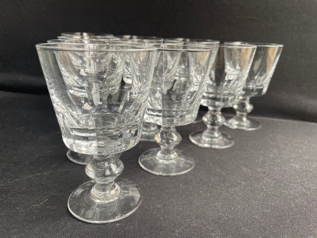 10 crystal port stemmed glasses - XXth
