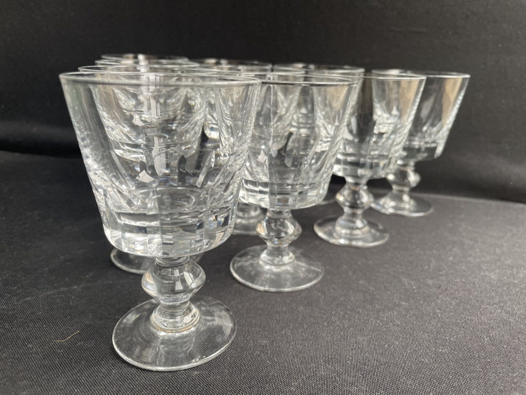 10 crystal port stemmed glasses - XXth