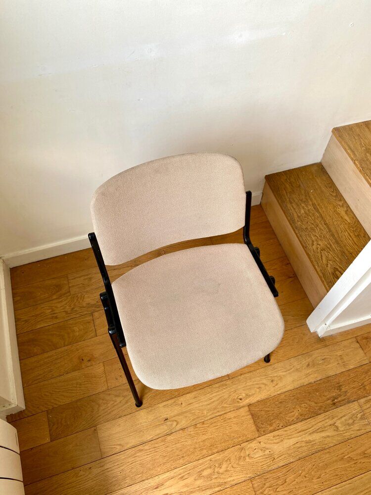 Chair DSC 106 by Giancarlo Piretti for Castelli 1970s' in beige cotton