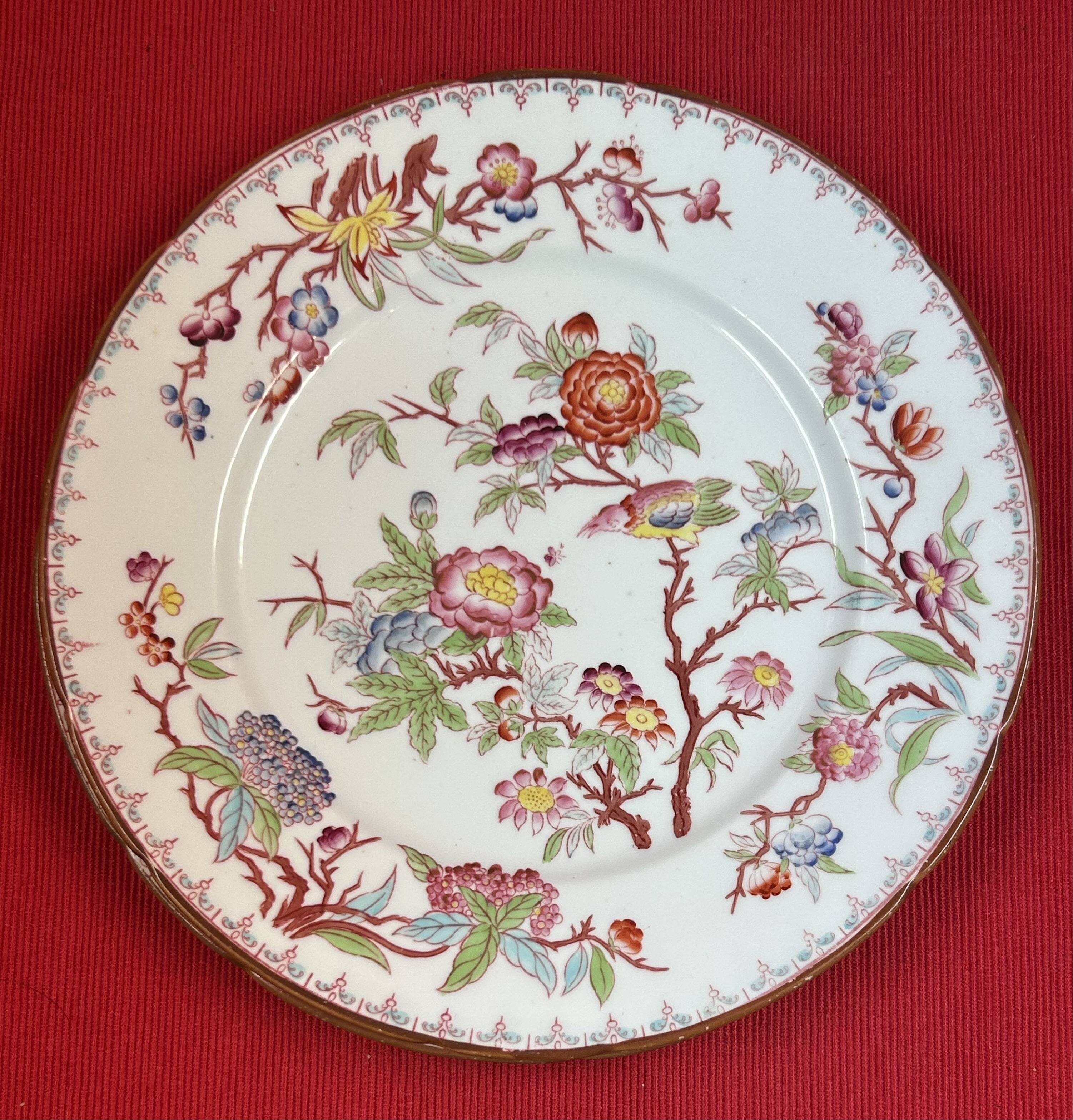 Sarreguemines Minton 252 set of 6 plates + 1 gift, 21 cm diameter