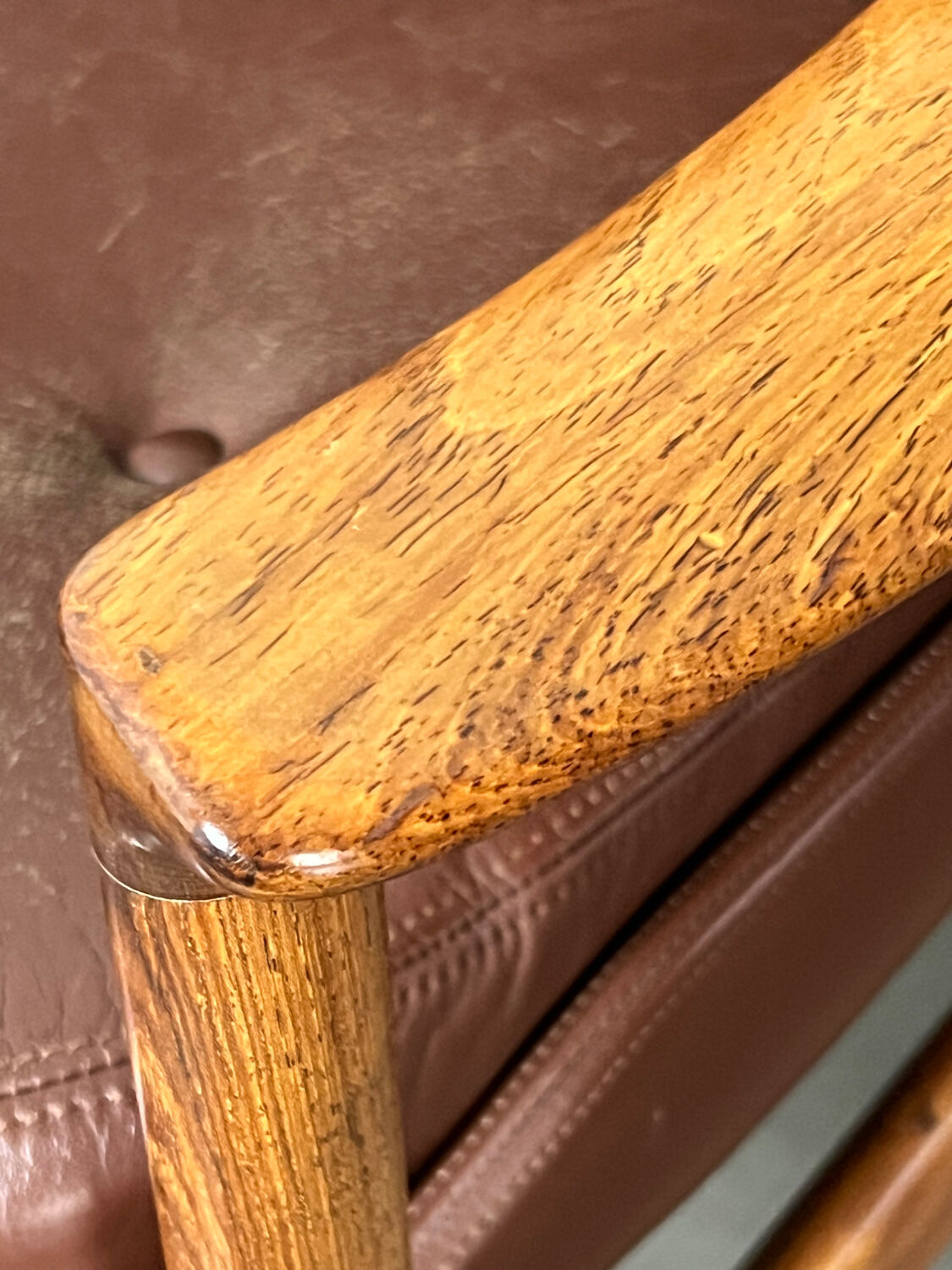 Leather and wood armchair by Ib Kofod Larsen