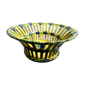 Malicorne cup, yellow enamel and blue flowers signed TE Emile Tessier