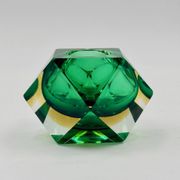 Geometric Murano Sommerso Vase in Emerald Green Glass, 1970s