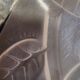 Ceiling basin signed Vlieghe in molded glass pressed pink floral pattern art-deco