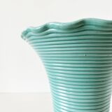 Vintage ceramic ribbed corolla vase
