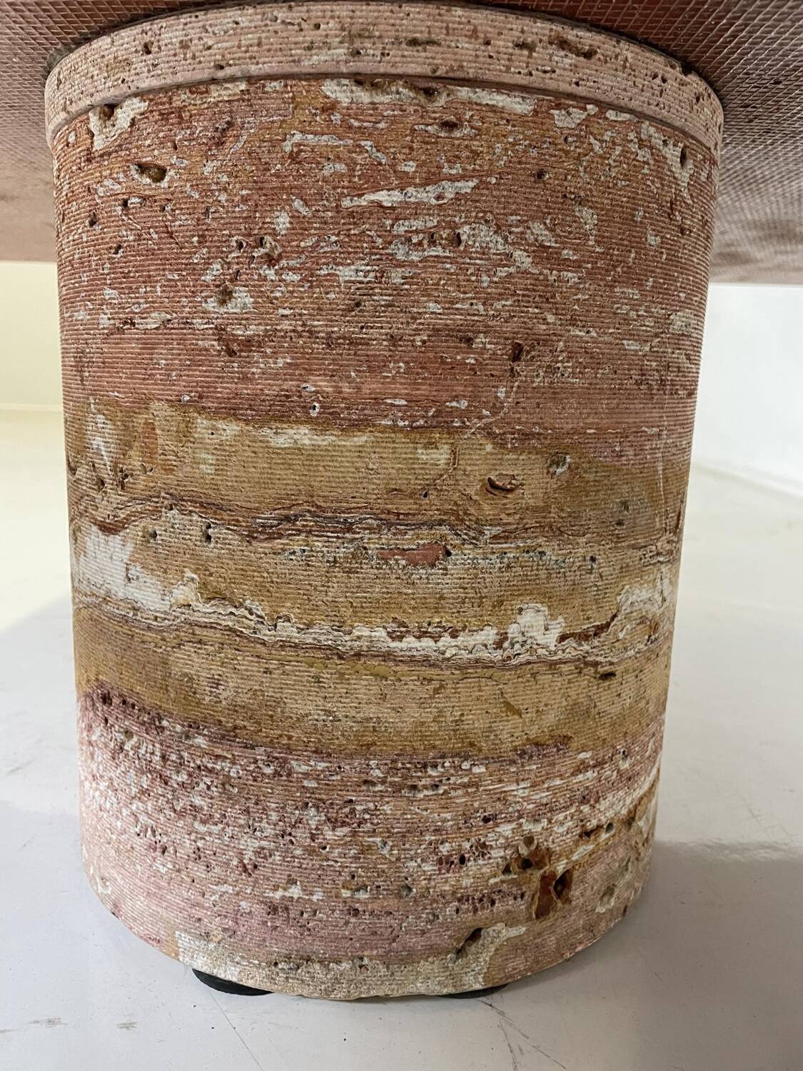Red travertine coffee table attributed to Angelo Mangiarotti, Italy, 1970s