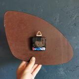 Vintage formica clock silent asymmetrical wall pendulum "Round golden green"