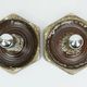 1 of 2 hexagonal mid century ceramic sconces wall lamps 1960s 1970s lava drip glaze beige brown