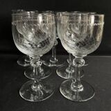 7 wine glasses – Blown, cut and guilloché glass