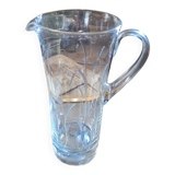 Pichet en verre gravé, base épaisse, années 70