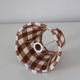 Recycled vintage lamp — brown ceramic base, terracotta gingham shade