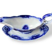 Large antique gravy boat on a Sarreguemines U&C earthenware tray
