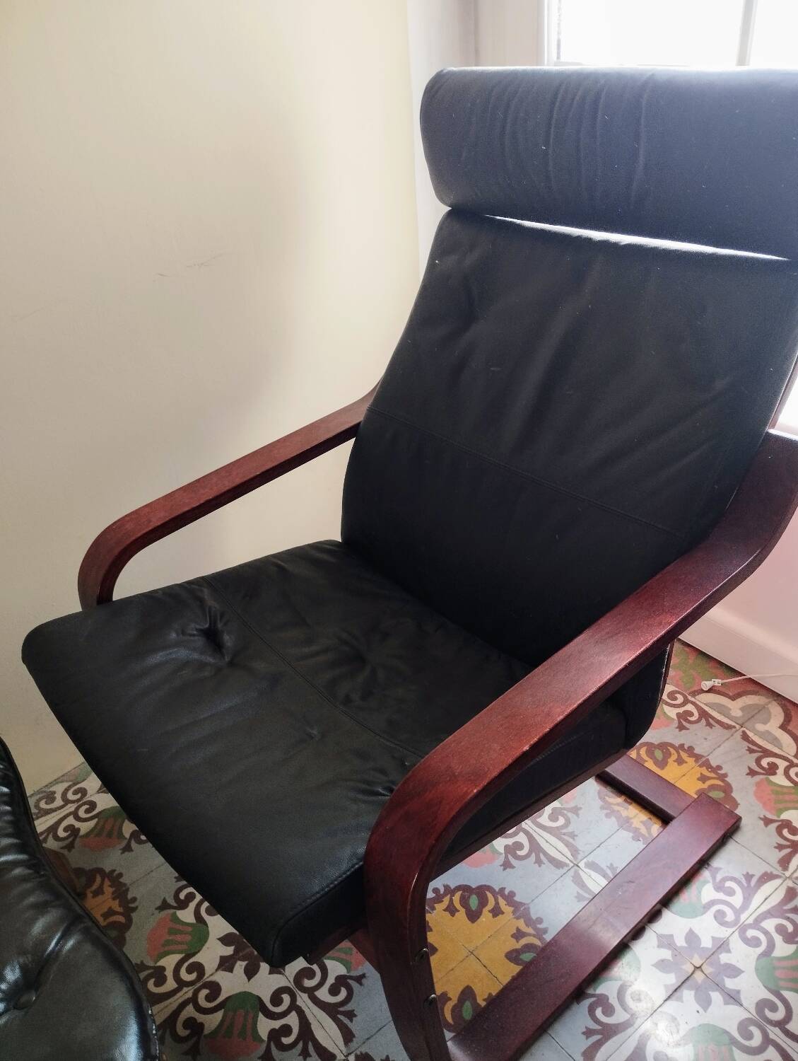 Scandinavian armchair in black leather