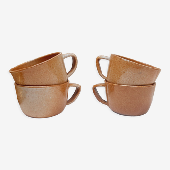 Set 4 cups glazed stoneware