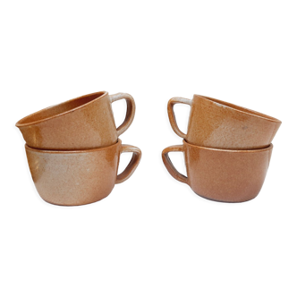 Set 4 cups glazed stoneware