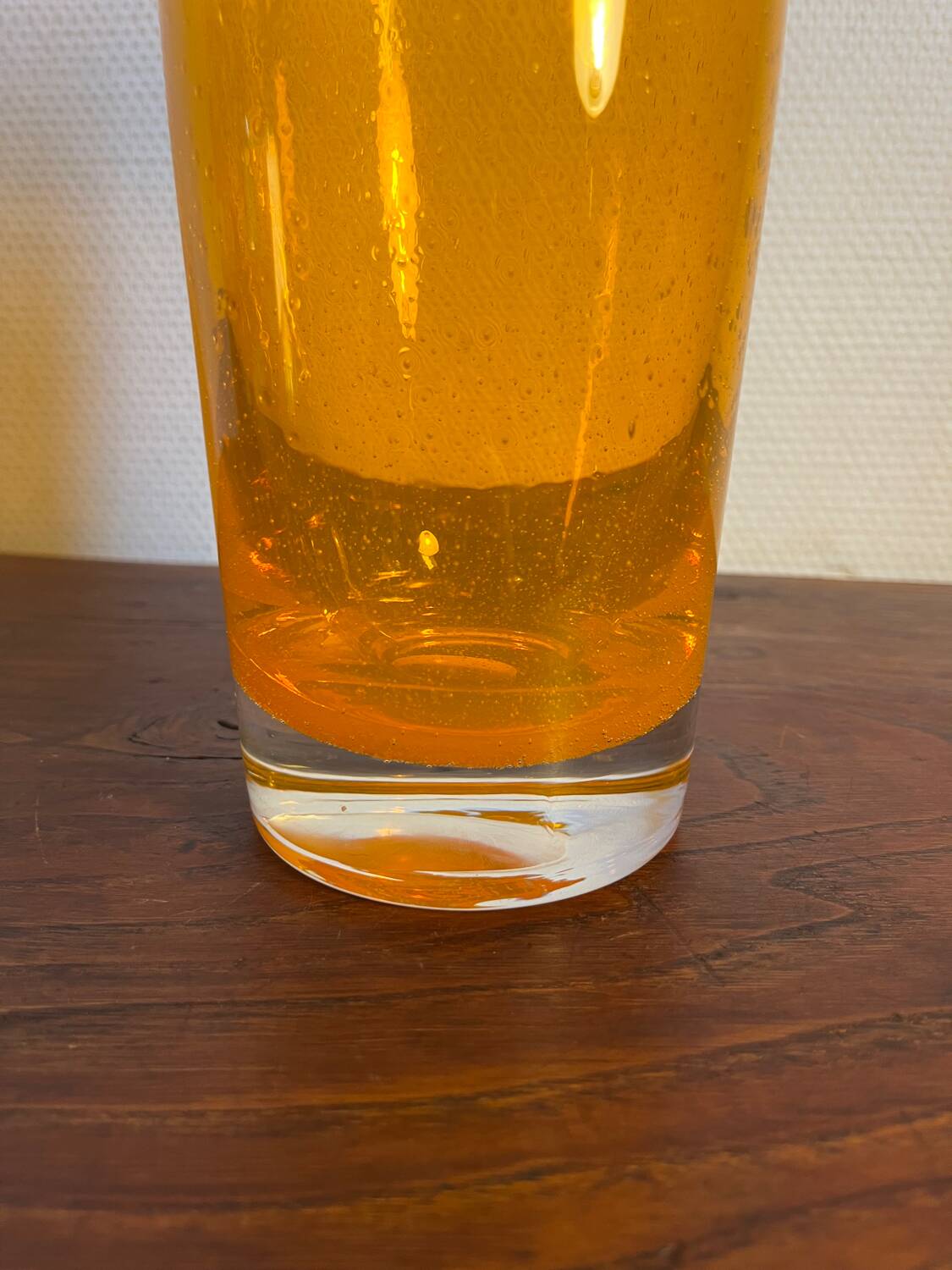 Vase année 80 verre bullé