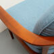 1960s 2-seater sofa in cherrywood middle blue, Wilhelm Knoll