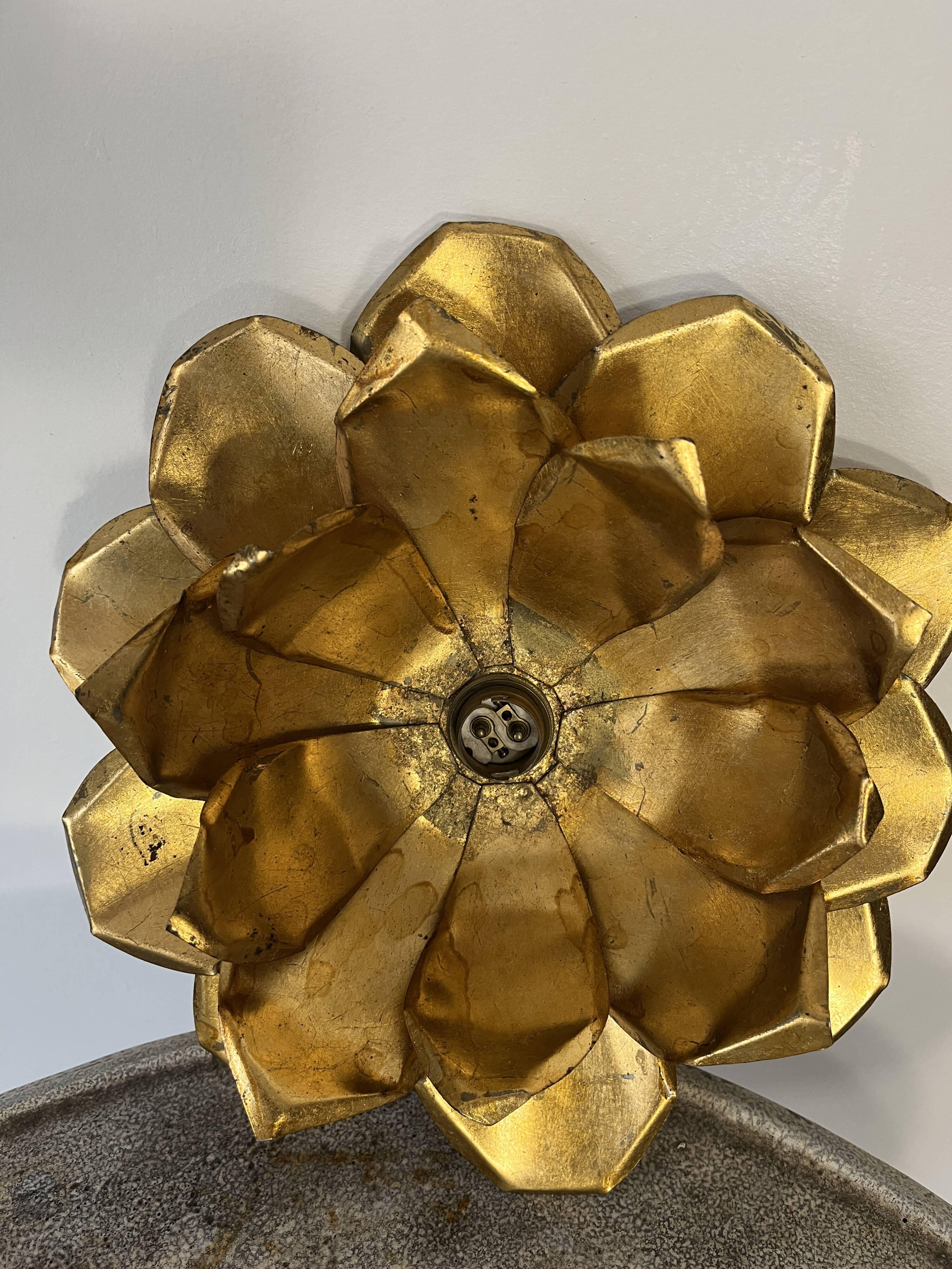 70s gold lotus wall light