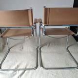 Paire de fauteuils cuir et chrome