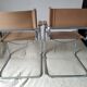 Pair of leather and chrome armchairs