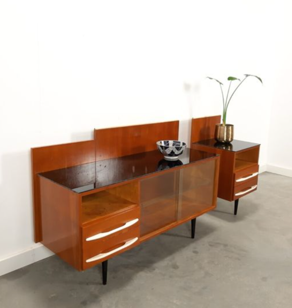Pozar vintage wooden bedside table set