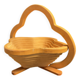 Vintage 20th century foldable wooden fruit bowl or basket