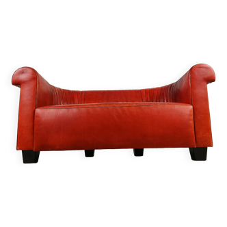 Red leather sofa by Desede model DS700, 1990s