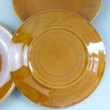 Set of 8 ocher enameled ceramic dinner plates